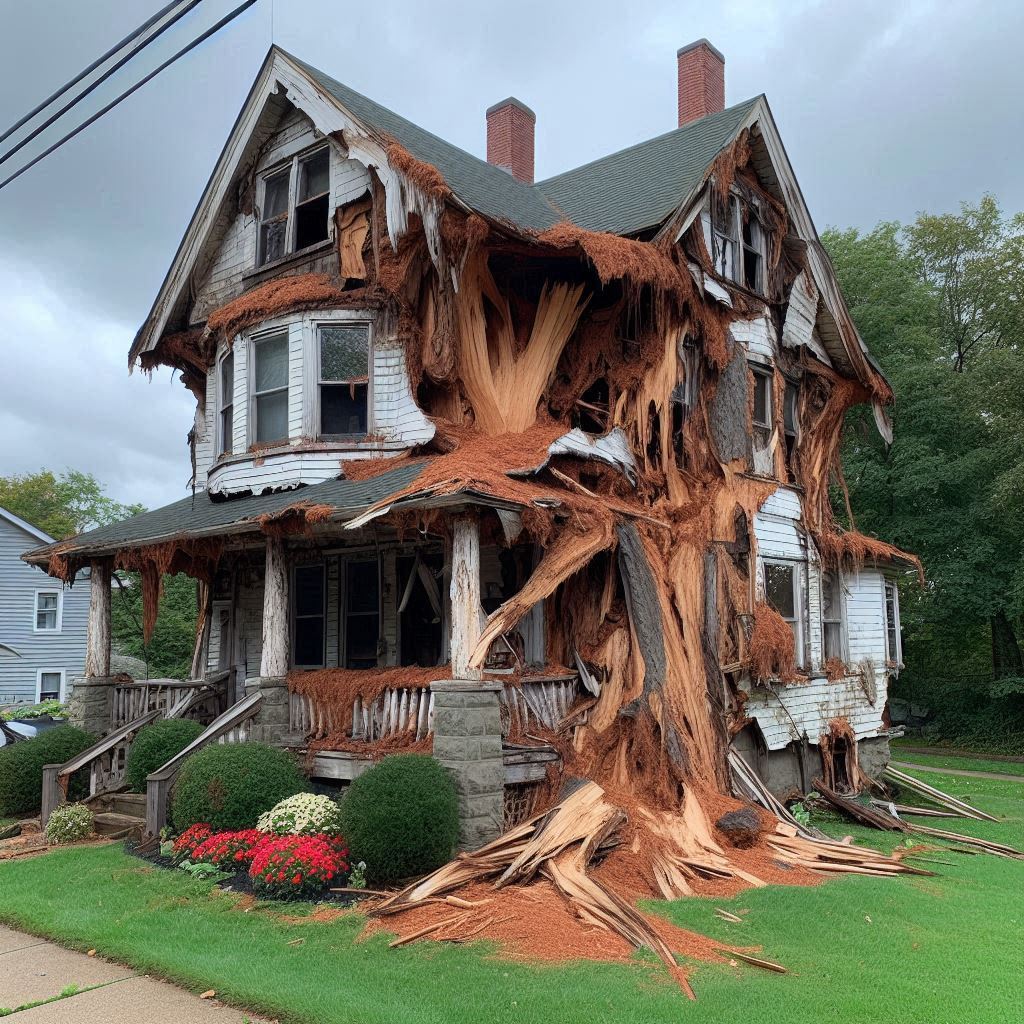 Signs Your Arlington Home Needs a Tree Inspection Damaged tree on an Arlington home showing signs of disease and decay